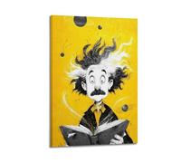 MZXVBUC Póster decorativo de dibujos animados de Einstein para pared e impresión artística moderna para dormitorio familiar, 20 x 30 cm