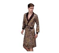 MZYFDC Bata Hombre Seda Bata De Hombre, Ropa De Dormir De Seda Satinada, Bata De Baño De Verano For Hombre, Pijama De Manga Larga, Bata De Dormir, Pijama Sleepwar For Hombre para SPA(Coffee,XXL)