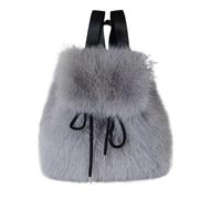 MZYFDC Bolso Pelo Mochila de piel sintética for mujer, y gran capacidad, con cierre magnético solapa cordón ajustable. Ideal for uso diario informal(Grey)