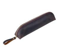 MZYFDC Estuche de Cuero con Cremallera, versión extendida, Gran Capacidad, for Guardar bolígrafos, Estilo Retro de Piel de Vaca, for Estudiantes.(Coffee)