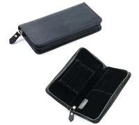 MZYFDC Estuche for bolígrafos de Cuero Retro con Cremallera Cuadrada, Ideal for Estudiantes, Material de Oficina y papelería.(Black)