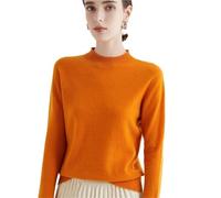 MZYFDC Jersey Cuello Alto Mujer Suéter de Cuello Alto Liso for Mujer, Prenda Punto Informal, Blusas básicas Suaves, otoño e Invierno(Orange)