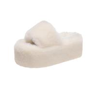 MZYFDC Zapatillas Casa Mujer Abierta Chanclas de piel sintética con plataforma for mujer, zapatos moda(Creamy-white,38)