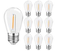MZYOYO S14 1W E27 LED,E27 LED Vintage Edison Bombilla,1W LED Lámpara de Filamento,Bombilla LED E27,para S14 al aire libre LED cadena de luz,2200K blanco cálido,no regulable,plástico,paquete de 10