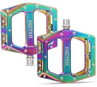 MZYRH Pedales de 9/16 Pulgadas CNC de Aluminio MTB, Ligeros, Antideslizantes, para Bicicleta de Montaña, Ciudad y Carretera (Arco Iris)