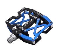 MZYRH Pedales de bicicleta de montaña aleación de aluminio CNC ultrarresistente de colores mecanizado sello de rueda de 9 16 pulgadas 3 rodamientos resistente al agua antipolvo color negro y azul
