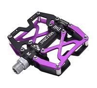 MZYRH Pedales de bicicleta de montaña aleación de aluminio CNC ultrarresistente de colores mecanizado sello de rueda de 9 16 pulgadas 3 rodamientos resistente al agua antipolvo color negro y morado