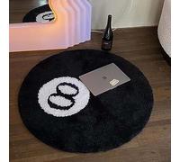 MZYZPPBD Alfombra de billar de 8 bolas, 8 bolas, redonda, suave, antideslizante, alfombra de baño para niños, dormitorio, color negro, 8 bolas para decoración de salón, A, 80 x 80 cm