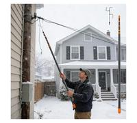 MZZKFC Palo Aislante Pértiga Telescópica Ligera De Fibra De Vidrio, Varilla De Seguridad Eléctrica Aislada 45kV Gancho, Poste Metálico Ajustable para Cables Exteriores(A Head,MAX 236.2 in/600cm)