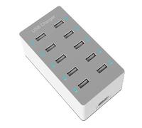 MZZYG Estación de Carga USB Cargador USB De 50W, 5V2.4A, 10 Puertos, Estación De Carga USB Múltiple, Dispositivo Multipuerto, Cargador Rápido(Color:White)