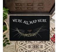 N/Ａ Felpudo Entrada casa Alfombra Salon Estamos Todos Locos aquí Gato Fondo Negro diseño Felpudo decoración del hogar Decoracion Hogar