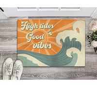 N/Ａ Felpudo Entrada casa Alfombra Salon Felpudo Ideal Decoración Hogar Retro Surf Mareas Altas Y Buenas Vibras Decoracion Hogar