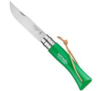Opinel Navaja de montaña N°07 verde con enlace de cuero blanco Talla única