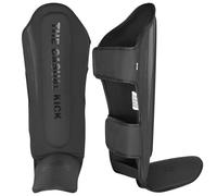 N-35 Espinilleras unisex de carbono negro de piel sintética con cierre para taekwondo kickboxing Muay Thai (pequeño)