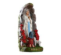 N/A/A /A Estatua al Aire Libre de la Virgen María - Estatua de la Santísima Madre Nuestra Señora de Lourdes con Figuras de Resina de Santa Bernadette y Cordero - Escultura Religiosa Interior Adorno