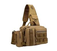 #N/A/a Bolsa de Pesca Impermeable de Tela Oxford con Correa Gruesa Múltiples Bolsillos Organizadores Soporte para Caña Y Diseño Resistente Al Desgaste Adecua, Caqui