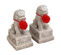 #N/A/a Estatua de Perros Fu de 2 Piezas, estatuas de Leones de Piedra asiáticos, Figuras en Miniatura para Sala de Estar