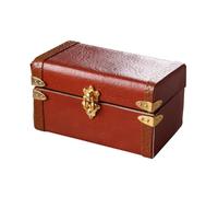 #N/A/a Maleta para Casa de Muñecas a Escala 1:12, Mini del Tesoro, Mueble de Madera para Sala de Estar, Rojo marrón