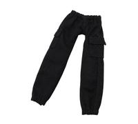 #N/A/a Pantalones para Figura Articulada Miniatura Vestuario Accesorio para Muñeco Masculino Pantalón Cargo de Tela Resistente Ropa de Figura Articulada con, Negro