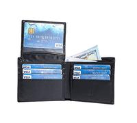 N/A Billetera para hombre con bolsillo frontal delgado plegable de cuero genuino para hombre con ventana de identificación regalos para hombres (color: negro, tamaño: 11,5 x 9,5 cm), Black, 11.5*9.5cm
