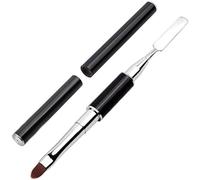 N+A - Cepillo y recogedor de poligel de doble extremo, acero inoxidable y nailon, herramienta de uñas de gel 2 en 1 para extensión de uñas acrílicas de gel de PolyGel (negro)