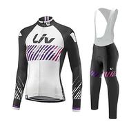 "N/A" Maillots de Ciclismo para Mujer-Maillot de Ciclismo de Manga Larga, más Cachemir en otoño e Invierno, Mantiene el Calor, a Prueba de frío, Alta Elasticidad,White,S