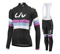 "N/A" Maillots de Ciclismo para Mujer-Maillot de Ciclismo de Manga Larga, más Cachemir en otoño e Invierno, Mantiene el Calor, a Prueba de frío, Alta Elasticidad,Black,S