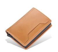 N/A RFID Smart Wallet Soporte de tarjeta de deslizamiento automático Cuero PU Aleación de aluminio Titular de la tarjeta de crédito Mini cartera para hombres (Color : C, Tamaño: 10 * 7 cm), c, 10*7cm