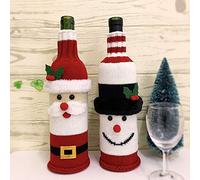 N / A Tapa de Botella de Vino Tinto Bolsas De Botellas De Punto De Vino Tinto Bolsa de Vino Decoración de Navidad 2 Piezas