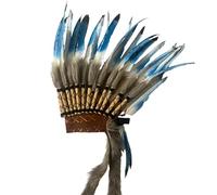 #N/A Tocado Indio Diadema con Plumas, Sombrero Indio del Jefe Americano para Fiesta Temática, Carnaval, Actuación Fiesta de Disfraces, Banda para el Pelo, Diadema para Puesta, Pluma Azul