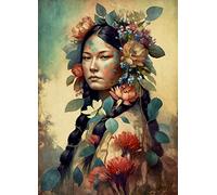 N.American Woman - Póster de papel de arroz, 29,21 x 40,64 cm, 1 póster artístico de papel de morera impreso único, 36 g/m², fibras visibles para decoupage, muebles, renovación y manualidades.