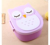 N-B 900ml Cute Owl Students Lunch Box with Spoon Kids Bento Box Food Container with Compartments Dinnerware Case Storage Box