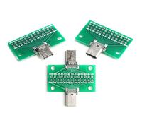 N//B Conector Hembra/Macho de Prueba USB 3.1 Tipo C, Conector Adaptador de Placa PCB de 24P y 2,54mm para Transferencia de Datos (1 Pieza Macho a Hembra Cabezal)