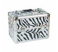 N & BF profesional maletín de cosmética Pequeño con correa aluminio Peluquería maletín - Maletín Offer Multi uñas Beauty Case cerradizo 2 pisos + compartimentos vacía - Maleta rígida & umhängen Zebra
