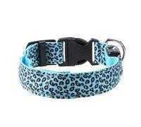 N/E Zhexundian Collares de Perro del Leopardo de 7 Colores Cuello Light Up Seguridad del Animal doméstico Collar Luminoso del Animal doméstico (Color : Blue, Size : L)