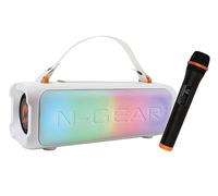 N-Gear Blazooka 703 Blanco - Altavoz Bluetooth Potente portátil e inalámbrico - Incluye micrófono inalámbrico y Luces Disco - Altavoz de 100 vatios y 5 Horas de reproducción.