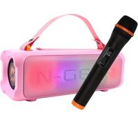 N-Gear LGP BLAZOOKA 703 Pink Altavoz portátil Bluetooth para Fiestas, 100 W de Potencia, batería y micrófono Integrados, diseño inalámbrico y Llamativo, Sonido Potente para Eventos y Exteriores