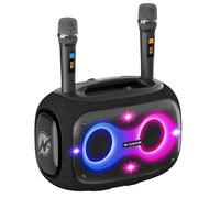 N-Gear NRG 600 Altavoz Bluetooth - Partybox Bluetooth y Karaoke con 2 micrófonos en uno - 600W, graves súper profundos, impermeable IPX5, 10 horas de autonomía, iluminación LED