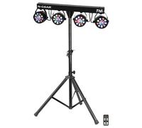 N-Gear PartyBar Five Barra de Iluminación LED PAR con 4 Focos RGB Soporte de Trípode y Mando a Distancia Control DMX Profesional y Modo Sonido para Fiestas Escenarios y Eventos en Interiores Negro