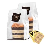 N HEINTON 60 Piezas Bolsas de Galletas, 7 x 6cm Violonchelo Plano Translúcido Celofán Bolsas de Regalo para Envoltura Bocadillos Chocolate Dulces, con 10 Hojas de Pegatinas