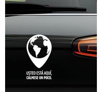 N.I.Edit.H - Adhesivo Frases y Palabras Motivadoras/Pegatina Divertida/Stickers Original Para Regalo/Usted Está Aquí, Cálmese Un Poco/Vinilo Decorativo Coches / 10.9 x 19.5 CM (Blanco)