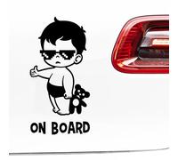 N.I.Edit.H - OK Autoadhesivo decorativo/Baby on Board/Gafas pixeladas, peluche/Vinilo negro/Pegatina pared, cristal, madera, metal / 6.9 x 14 cm/Calcomanía Warning / 4x4 / Coches (Negro)