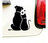 N.I.Edit.H - Pegatina Perro y Gato Siluetas/Friends/Dog and Cat Sticker/Pegatina Original Coches/Diseño Animales de Compañia/Vinilo Negro / 13.0 x 14.5 CM (NEGRO)