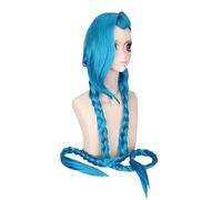 N.J - Peluca larga de cosplay con trenzas azules para Jinx para leyendas arcanas, azul cielo para liga