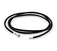 N-K PULABO Collar de cadena de cordón de seda negro con cierre de plata de ley Bling Jewelry Collar de cadena de cordón de seda negro con cierre chapado en plata de calidad adorable y duradero éº-ãª