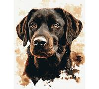 N.LANSHAN 11CT Animal Kits De Punto De Cruz Retrato De Perro Labrador Kits De Punto De Cruz Bordado，Juego De Inicio De Patrones Estampados，Accesorios De Arte De Bordado，Decoración De Pared 30x40cm