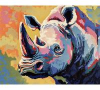 N.LANSHAN 11CT Animal Kits De Punto De Cruz Rinoceronte De Dibujos Animados Kits De Punto De Cruz,Juego De Bordado Estampado Contado Con Agujas,Tijeras,Enhebradores Para Adultos Principiantes 60x80cm