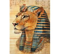 N.LANSHAN 11CT Diy Kits De Bordado Punto Cruz Dios León Egipcio De Fantasía Kit De Bordado Con Estampado De Punto De Cruz Contado, Juego De Manualidades De Bordado Para Decorar El Hogar 40x50cm