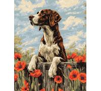 N.LANSHAN Animal DIY Kit Cojin Gancho De Pestillo Un Perro Aferrado A La Valla. Kits De Ganchillo Para Hacer Alfombras,Bordado A Mano,Tapices,Regalos Para Aficionados Al Bricolaje. 60x90cm