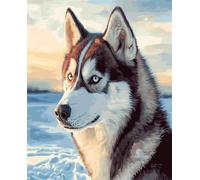 N.LANSHAN Animal Perro Diy Kit Manualidades Alfombra Fantasía Husky Kits Para Hacer Alfombras Con Aguja De Pestillo Para Principiantes，Tapiz De Ganchillo Sin Terminar，Alfombra Bordada 52x38cm